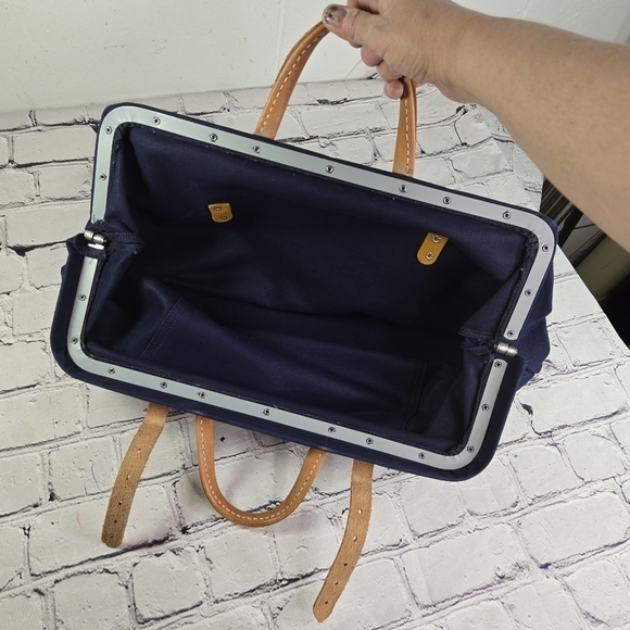 Heritage Leather Co Mason blue canvas leather doctor bag - Picture 4 of 11